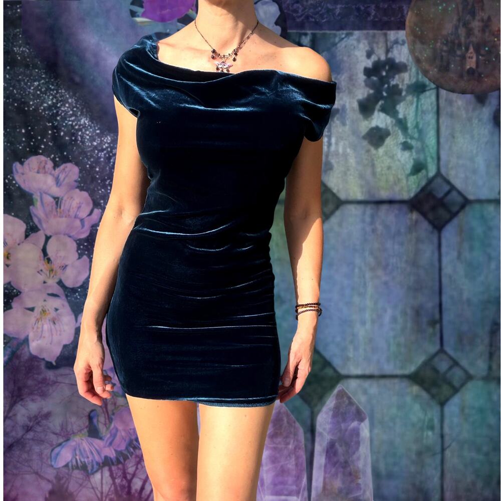 Deep Teal Velvet Mini Dress | Silk Blend Bodycon